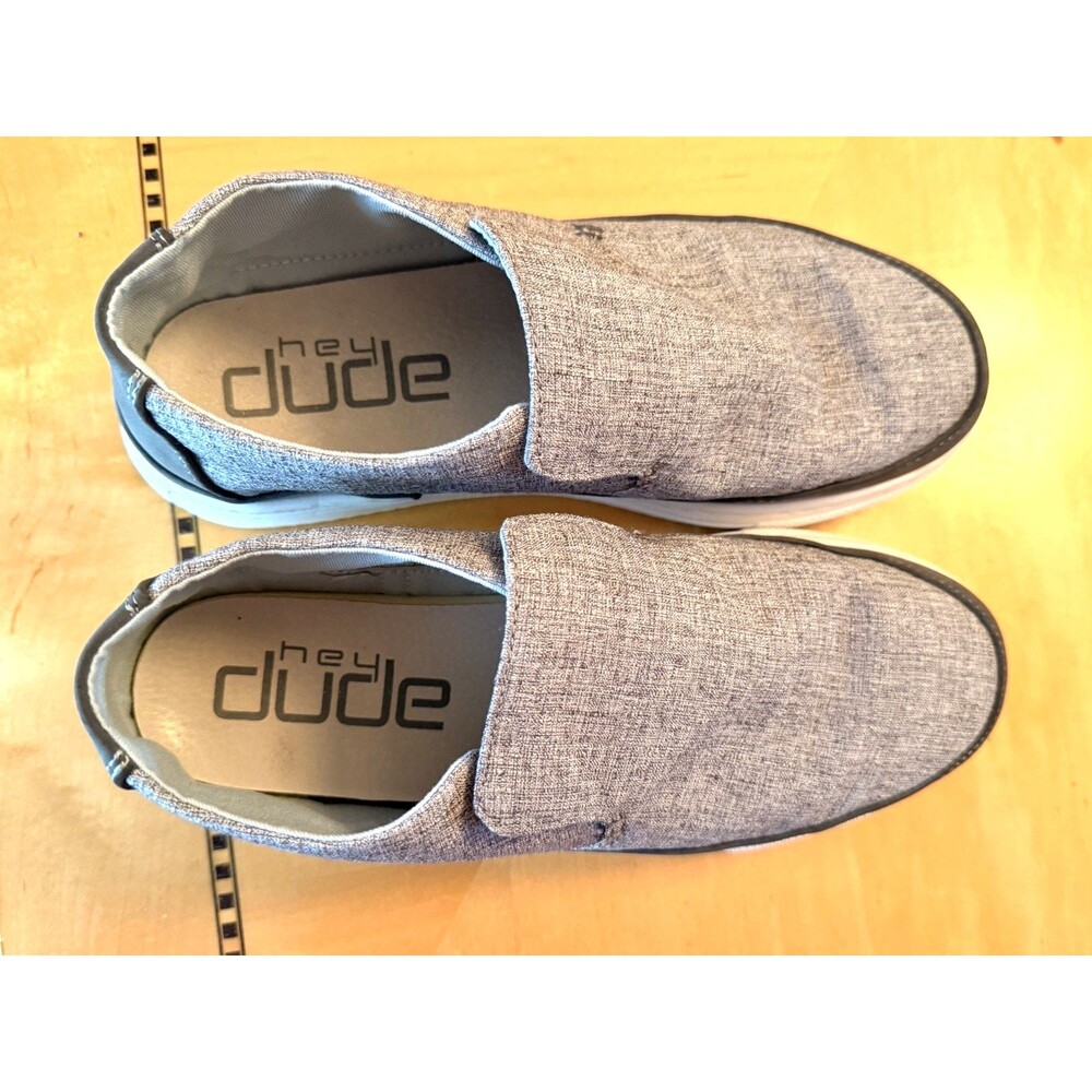 Hey Dude Gray slip on canvas Casual shoes Sz 8 Mens - Picture 7 of 9